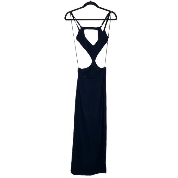 Reformation Alsie Cutout Side Slit Midi Dress in Black Size 0 - Picture 4 of 8